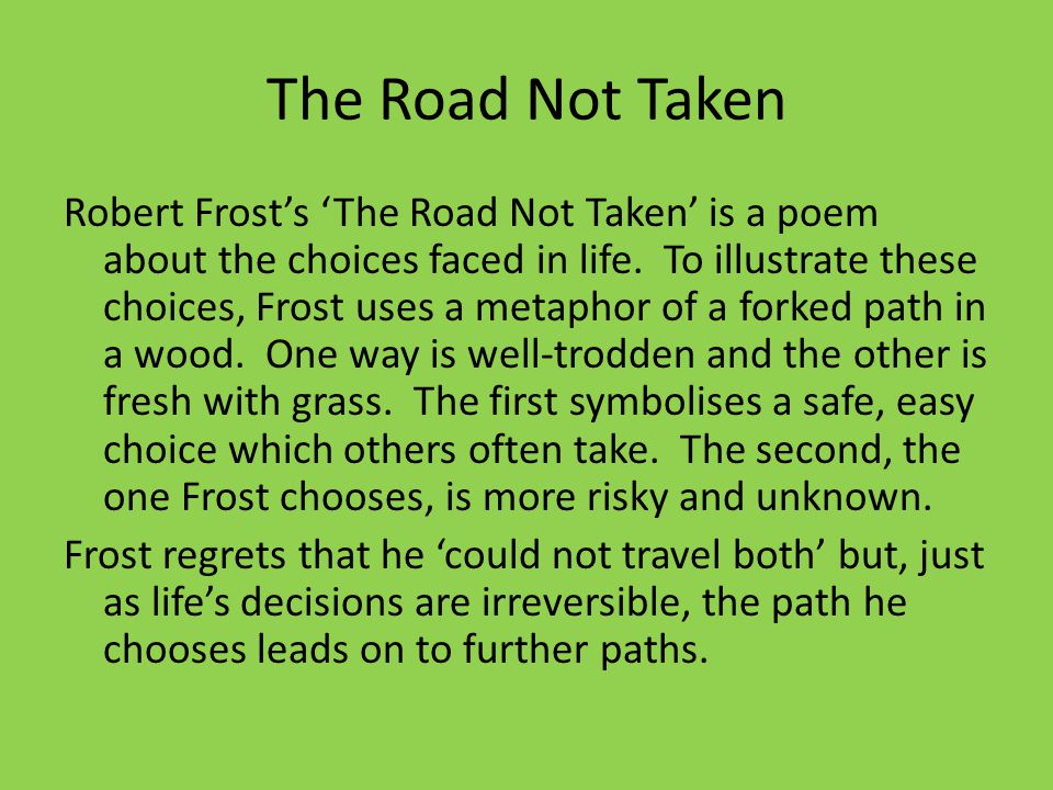 the road not taken decision making